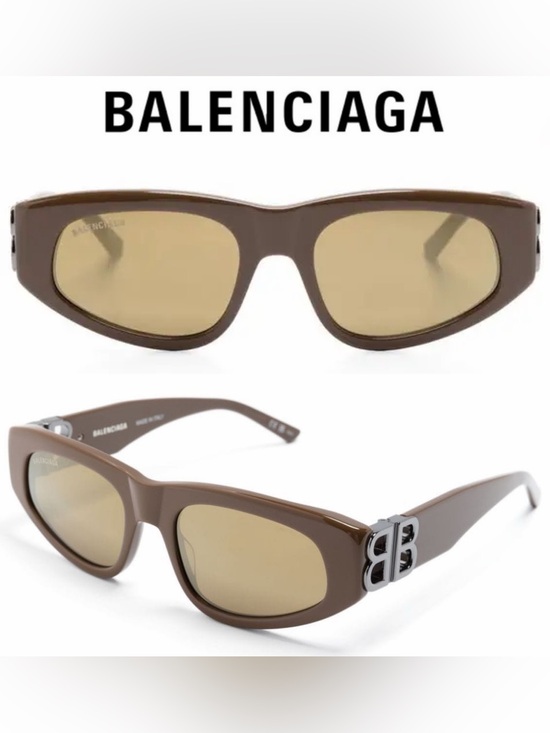 Balenciaga Dynasty D-Frame Sunglasses Brown Slim Logo Temple 400$ Nwt